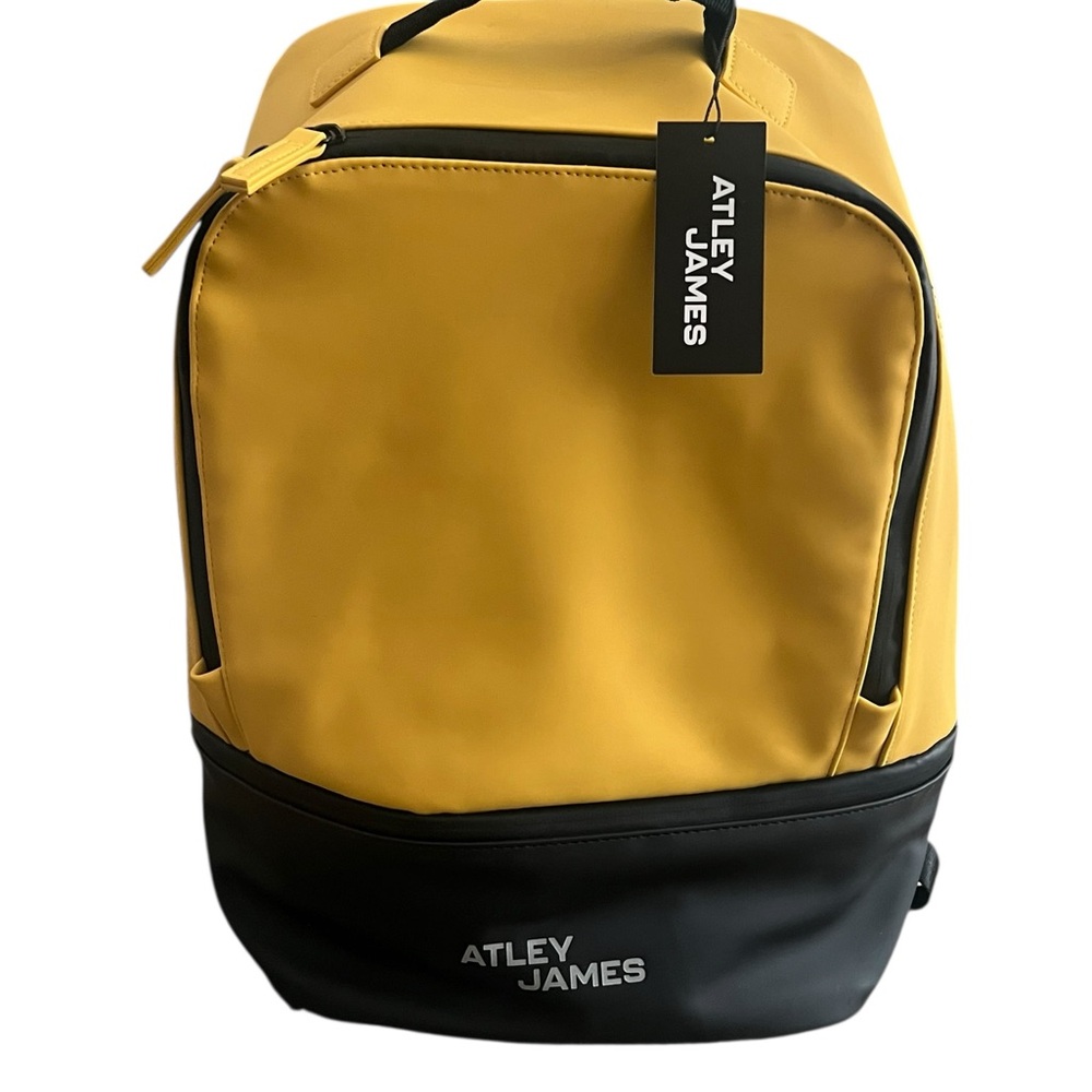 Atley James Mustard Yellow & Black Backpack | Water-Resistant Laptop Bag